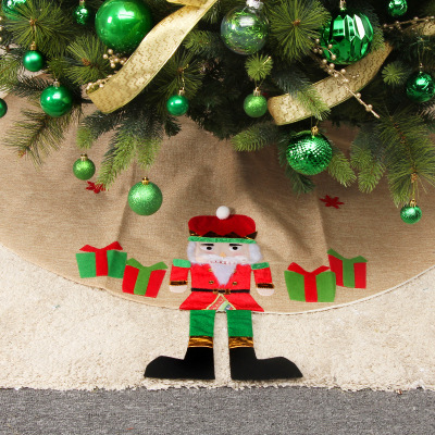 2022 Amazon Cross-Border New Christmas Decoration Walnut Soldier Santa 120cm Tree Skirt Linen-like