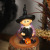 Cross-Border New Halloween Decorations Pumpkin Witch Broom Cute Funny Little Girl Doll Resin Decorations