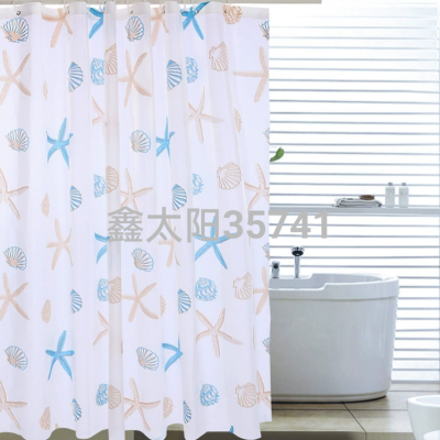Starfish Shell PEVA Waterproof Printing Curtain Cross-Border Nordic Style Shower Curtain Hotel Shower Curtain Bathroom Bathroom Curtain
