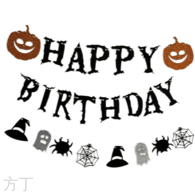 New Halloween Happy Birthday Birthday Pulling Banner Spider Ghost Pumpkin Theme Banner Latte Art