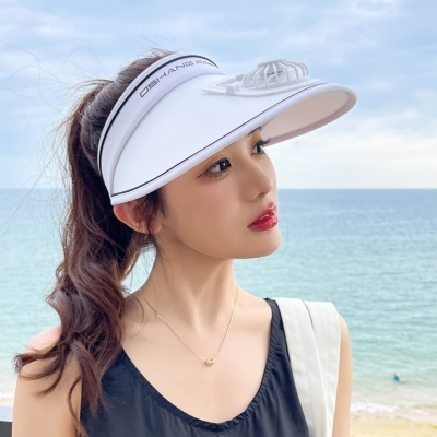 USB Charging with Cap with Fan Female Summer Big Brim Sun-Shade Sun Protection Hat UV Protection Air Top Hat