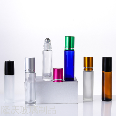 Factory Wholesale Color Roll-on Bottle Glass Essential Oil Storage Bottle Frosted Thickened Dark Massage Roll-on Bottle