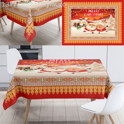 Christmas Water-Repellent Cloth Table Cloth Waterproof Oil-Proof Table Runner Cross-Border Table Cloth for Party Holiday