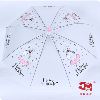 Cute Unicorn Transparent Umbrella Long Handle Automatic Simple Cute Good-looking Girl's Heart Return Rate Burst