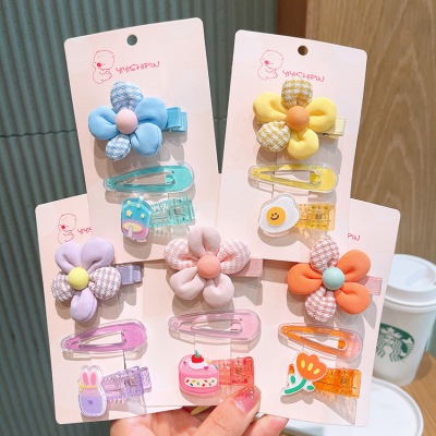 Children's Hair Accessories Jelly Color BB Clip Princess Super Fairy Barrettes Fabric Five Petal Flower Girls Flower Hairpin