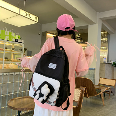 Korean Harajuku Large Capacity Composite Cloth Backpack Women's Fashion Student Schoolbag Fresh Travel Backpack