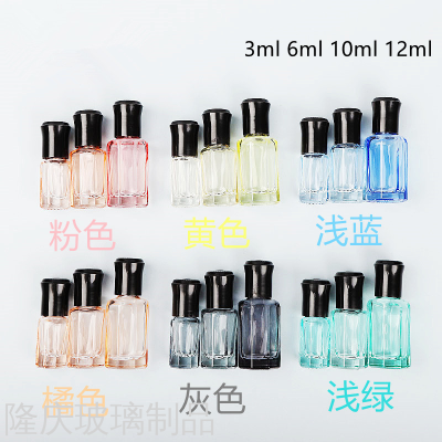 10ml Roll-on Bottle Color Frosted Roll-on Bottle Octagonal Perfume Bottle Rainbow Color Essential Oil Bottle