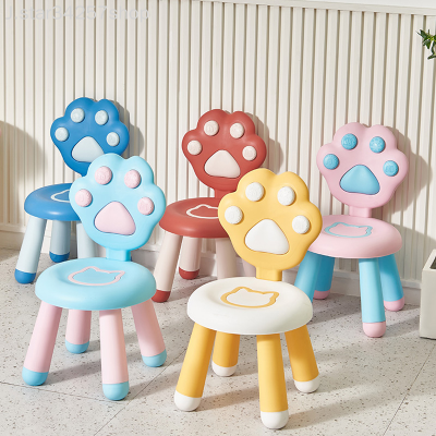 Cat Claw Children's Plastic Chair Kindergarten Stool Backrest Home Baby Small Bench Children Non-Slip Cartoon Seat