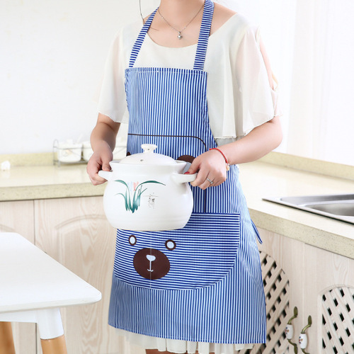Korean Halter Coverall Printed Bear Fashion Apron Home Kitchen Cute Apron Cooking Waist Wholesale