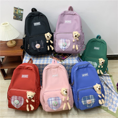 Schoolbag Female Junior High School Student Lightweight Primary School Student Fresh Cute Girl Heart Three to Grade Five, Grade Six Large Capacity Backpack