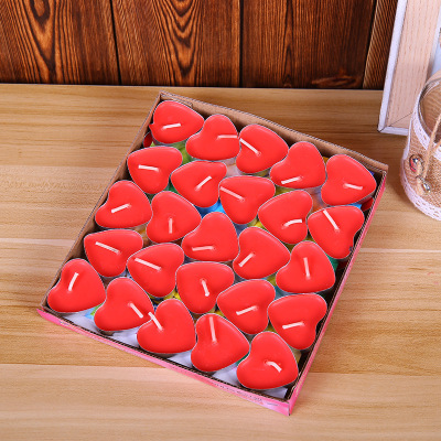 50 PCs Heart-Shaped Candle Valentine's Day Proposal Smokeless Small Candle KTV Tealight Love Candle Wholesale