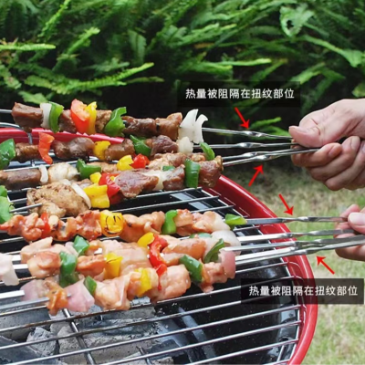 Barbecue Tools Stainless Steel Barbecue Steel Stick Thickened Wooden Handle Bbq Stick Kebab Stick Bbq Sticks