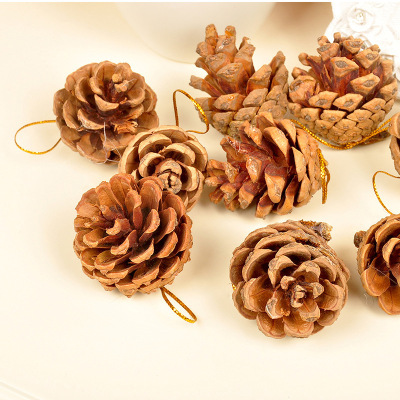 3-5cm Christmas Tree with Line Pine Cone Christmas Pendant Gold Silver Pine Cone with Line Pendant Christmas Decoration Supplies