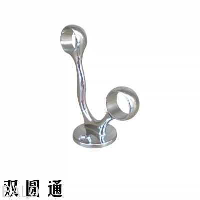 round Tube Towel Rod Base round Tube Support Stainless Steel Bathroom Hanging Rod Flange Head Storage Double Rod Double Layer Bath Towel Support