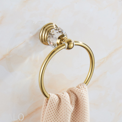 Towel Rack European-Style Golden Crystal Towel Ring Ring Towel Rack Towels Hanging Ring Bathroom Bath Towel Rack Hanging Bath Towel Hanging
