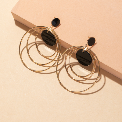 Korean Style Simple Elegant Design Ferrule round Pendant Ear Studs