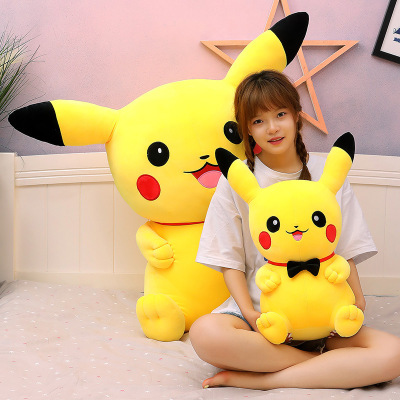 Tik Tok Creative New Large Bow Tie Pikachu Doll Plush Toys Sleeping Pillow Girl Ragdoll Wholesale