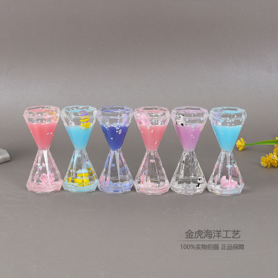 Creative Tik Tok New Decompression Students' Birthday Present Jelly Color Diamond Oil Leak Hourglass Oil Drops Timer Ornaments