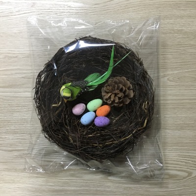 Exclusive for Cross-Border Easter Toad Rattan Bird Nest Bird Cage Shooting Props Bird Nest + Bird Eggs + Bird + Pine Cone