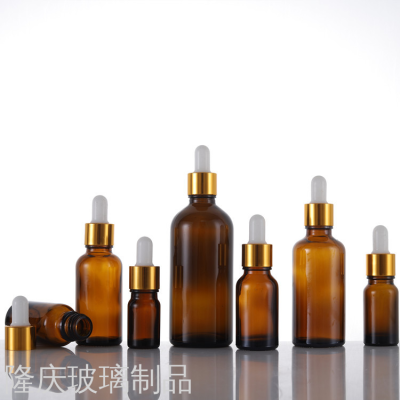 In Stock Wholesale Brown Glue Head Dropper Essential Oil Bottle Stock Solution Essence Cosmetics Storage Bottle