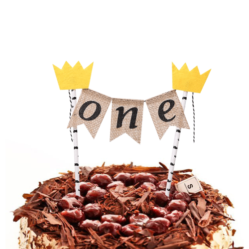 baby shower 1-year-old linen decorative flag cake 1-year-old card insertion crown one flag insertion