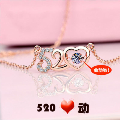 Xiaohongshu Valentine's Day 520 Necklace Female Titanium Steel Clavicle Chain Internet Celebrity Ornament Pendant Color Gold Girlfriend Birthday Present