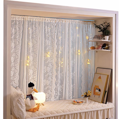 Light Transmission Nontransparent Mesh Curtains Small Window Curtain 2022 New Bedroom Tube Easy Lace Girl