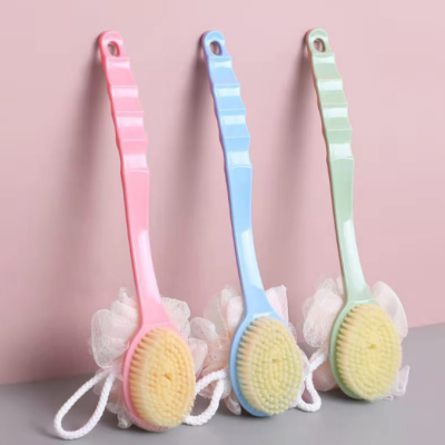 Soft Hair Massage Bath Brush Long Handle Back Brush 2-In-1 Bath Brush Bath Brush With Bath Ball Bath Brush Double-Sided Bath Brush