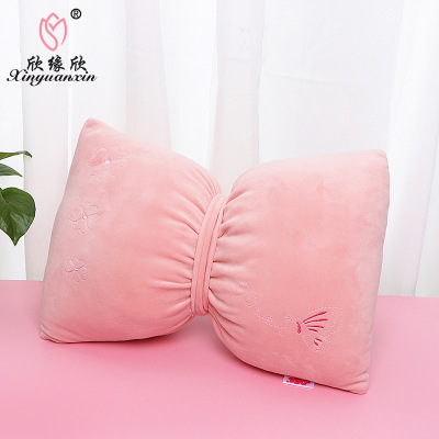 New Bow Pillow Home Bedside Backrest Solid Color Pp Cotton Office Lunch Break Pillow Logo