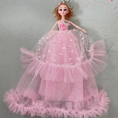 50cm Wedding Dress Barbie Doll Multi-Joint 3D Eye Keychain Doll 10 Yuan Store Stall Hot Sale