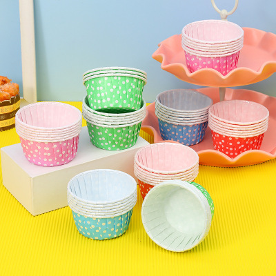 Round Curved Edge Cake Paper Tray Disposable Baking at Home Machine Production Cup Color Oil-Proof High Temperature Resistance Muffin Cup Base Support