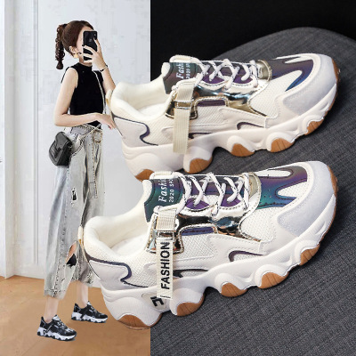 Daddy Shoes Women's 2022 Spring New Breathable Korean Style Sneakers INS Platform Student Running Women's Shoes 7005