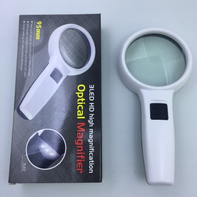 New Handheld 5 Times HD Lens with LED Light Elderly Reading Maintenance High Power Magnifying Glass