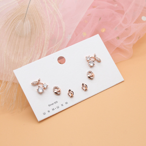 [3 pairs] korean style simple temperament earrings weekly earrings female student popular earrings set three pairs earrings