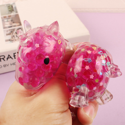 New TPR Soft Rubber Flower Sequins Beads Unicorn Horse Vent Toy Decompression Squeezing Toy Squeeze Ball Decompression