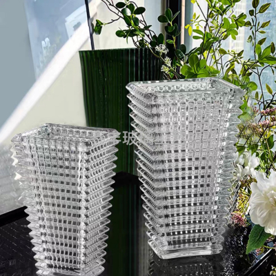 65593Light Luxury High-End Vase Bacala Bright Desktop Living Room Entrance Study Decoration Transparent High-Grade Glass Vase