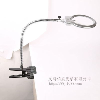 Factory Direct Sales Wholesale MG15120-B Desk Lamp with LED Light Magnifying Glass Desktop Clip-on Metal Magnifying Glass