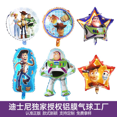 Factory Direct Sales Disney Toy Story Shaped Bass Light Year Woody Children's Festival Aluminum Film Balloon