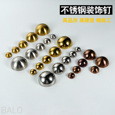 Glass Fixed Studs Semicircle Decorative Nail 304 Stainless Steel Mirror Nail Screw Decorative Hole Covers Palace Non-Nail Door Hoy Drum Nail Cap