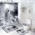 Cross-Border Nordic Digital Printing Shower Curtain Waterproof Bathroom Curtain Bathroom Curtain Partition Curtain Punch-Free Bath Curtain Set