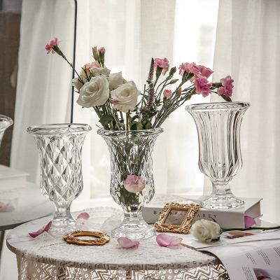 High-End Crystal Transparent Glass Vase Flower Arrangement Water-Raising Large Living Room Floor Big Decorations Simple Modern Style