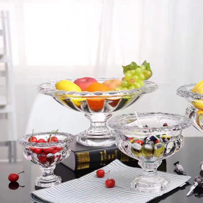 Retro Internet Hot New European Entry Lux Transparent Crystal Glass Candy Fruit Fruit Plate Modern Household Bud Set