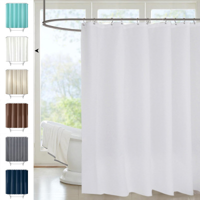 Polyester Waterproof Shower Curtain Amazon Hot Sale Solid Color Bathroom Shower Curtain Cloth Shower Curtain Ring Set in Stock Wholesale