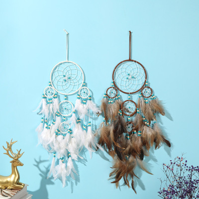 Indian Feather Wind Chimes Hanging Ornaments the Commitments Handmade Dreamcatcher Room Bedroom Hanging Ornaments Creative Crafts Wholesale