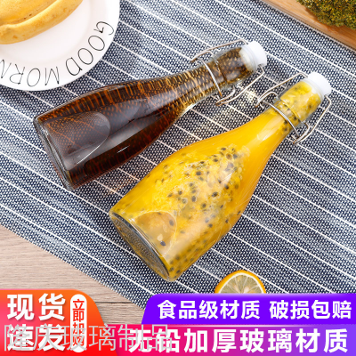 350ml Glass Plum Wine Bottle Buckle Small Mouth Big Belly Fruit Wine Bottle 1000ml Drink Fire Extinguisher Bottles