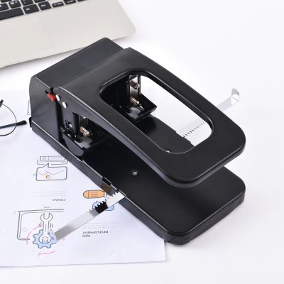 Factory Direct Sales Heavy Manual Labor-Saving Puncher Double Hole Loose-leaf Puncher with Measure Gauge round Hole Black Punching Machine Hole Puncher
