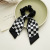 Early Spring New Arrivals Black and White Plaid Intestine Circle Bow Streamer Hair Accessory Houndstooth Large Intestine Hair Ring Elastic Hairband Jewelry