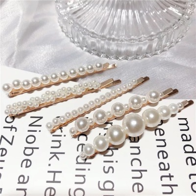 Super Popular 5-Piece Pearl Barrettes Combination Set Lady Internet Celebrity Word Clip Elegant Hairpin Sweet Barrettes