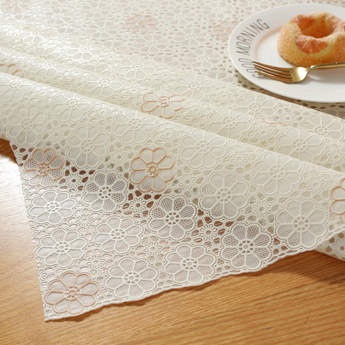 yijia lace tablecloth waterproof and oil-proof disposable anti-scald white rectangular dining table tablecloth pvc household tea table cloth
