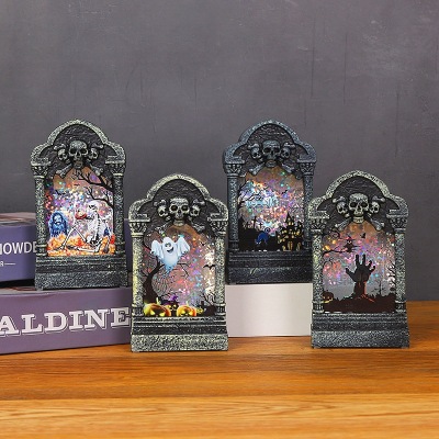 Halloween New Tombstone Lights Colorful Flash Candle Light